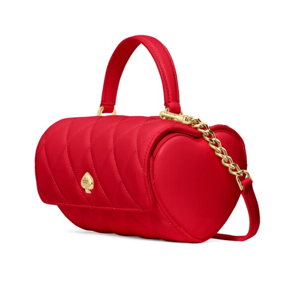 New Kate Spade Heart Barrel Quilted Crossbody Ruby Red - Picture 5 of 5